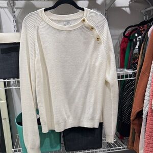 J. Crew Cream Sweater with Button Detail